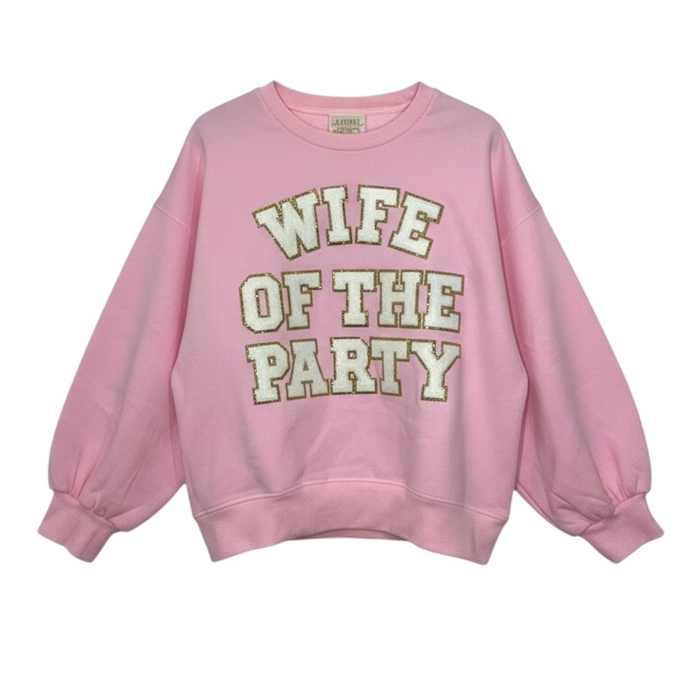 Judith March Wife of The Party Pink Pullover Sweatshirt XL Bridal Bachelorette